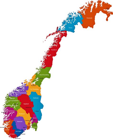 map of norway with cities and regions
